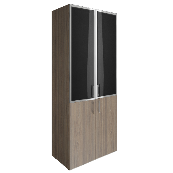 Шкаф высокий комбинированный со стеклом лакобель (white, black) 800х450х1987