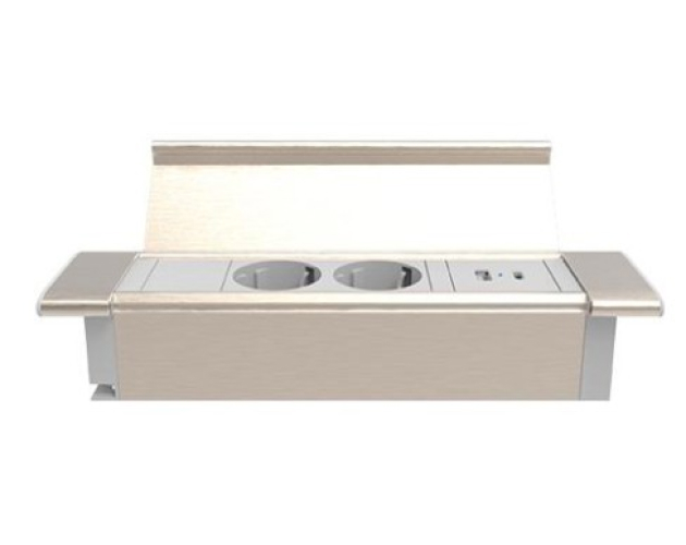 Врезной блок с крышкой 2х220В+USB A/C 30Вт M