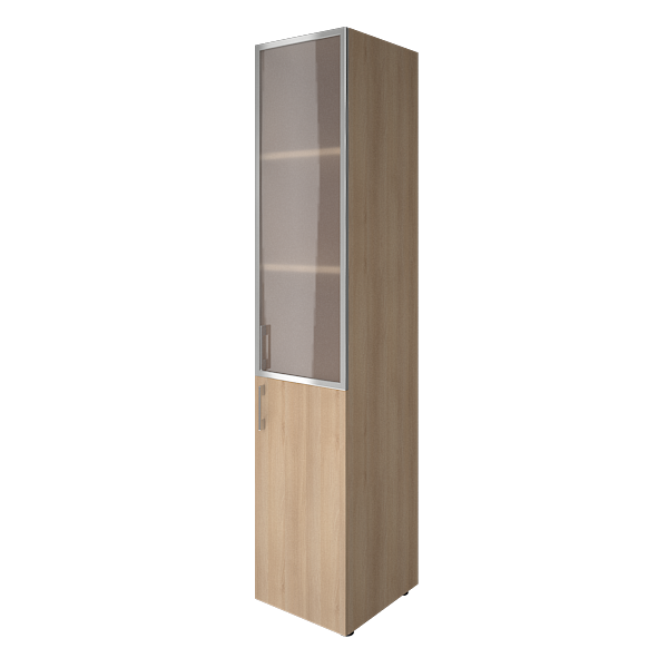 Шкаф средний узкий комбинированный со стеклом в алюминиевой раме 400х450х1987