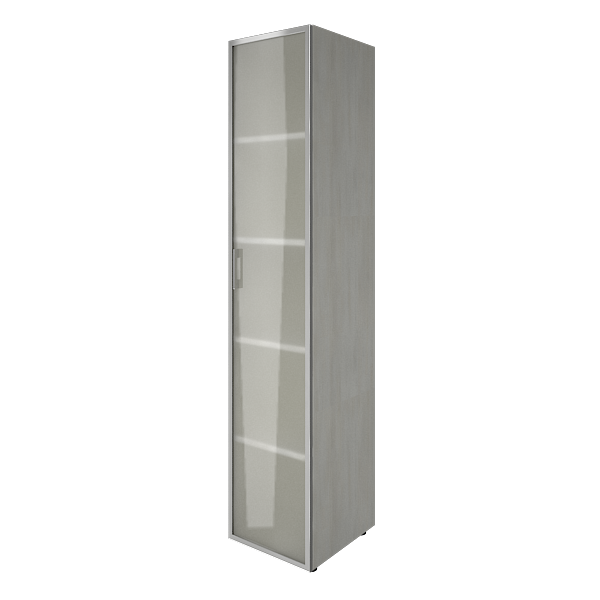 Шкаф высокий узкий 1 дверь стекло в алюминиевом профиле 400х450х1987