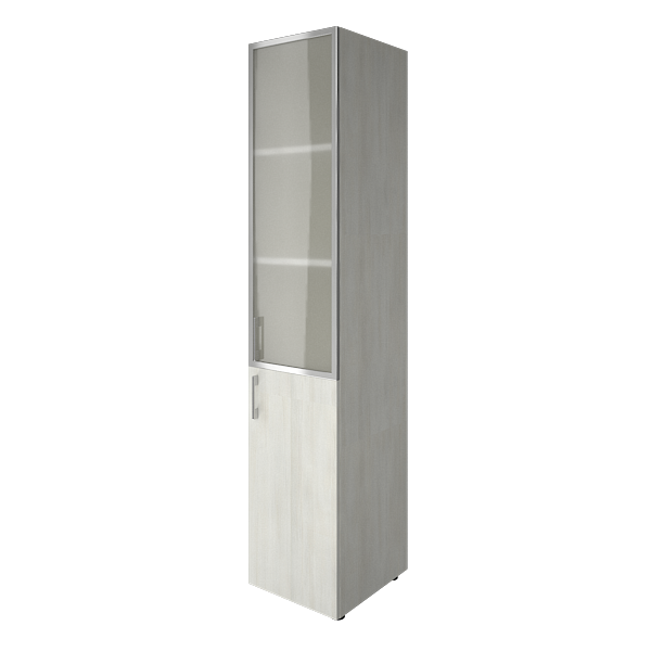 Шкаф средний узкий комбинированный со стеклом в алюминиевой раме 400х450х1987
