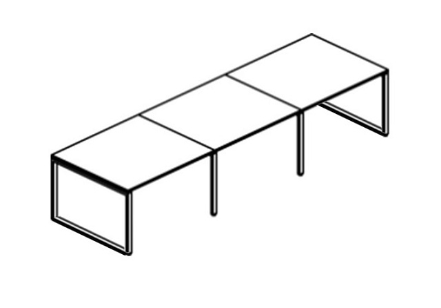 Стол для переговоров (3 столешницы) на О-образном каркасе сечение 50х50 4800х1236х750