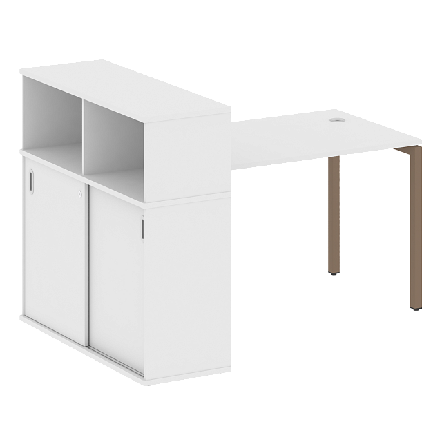 Стол письменный на П-образном м/к с опорным шкафом-купе