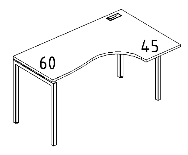 Стол эргономичный правый Классика на мет. каркасе DUE 1200x900x750