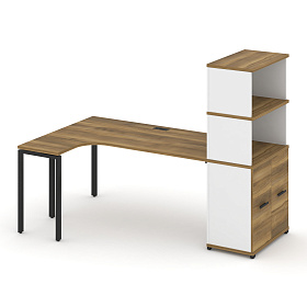 Стол эргономичный с опорным распашным шкафом с надставкой высокой левый 2000х1180х1530
