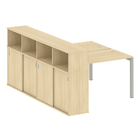 Рабочая станция на П-образном м/к с опорным шкафом-купе 1610*2332*1098