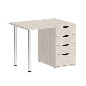 Стол письменный с тумбой 4 ящика (опоры хром) 980х720х750 - ЭйБиСи-проджект Стол письменный с тумбой 4 ящика (опоры хром) 980х720х750