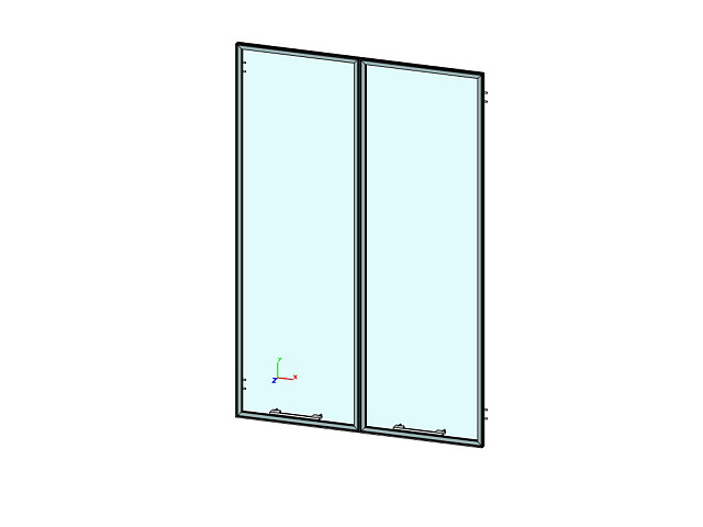 Двери средние стеклянные (прозрачные) в алюминевой рамке  900х20х1357