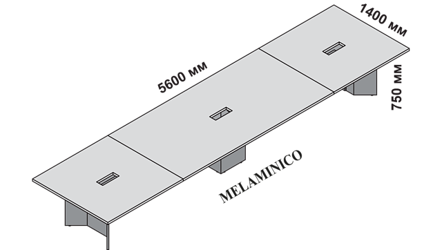 Большой составной стол для переговоров 5600x1400x750