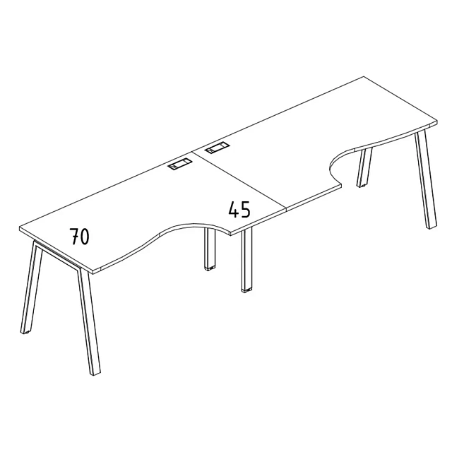 Рабочая станция со столами Классика на мет. каркасе TRE 2400x900x750