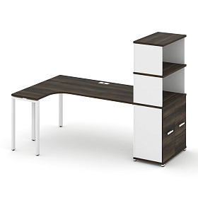 Стол эргономичный с опорным распашным шкафом с надставкой высокой левый 2000х1180х1530