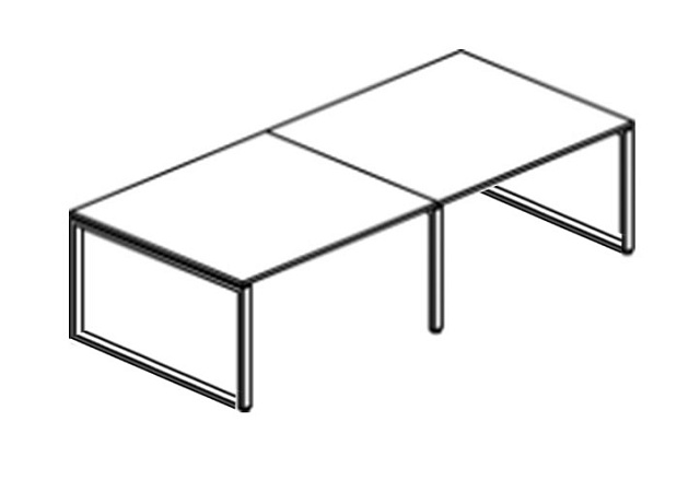 Стол для переговоров (2 столешницы) на О-образном каркасе сечение 50х50 2400х1236х750