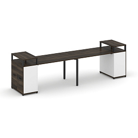 Рабочая станция с опорными распашными шкафами с верхними горизонтами 3200х720х917