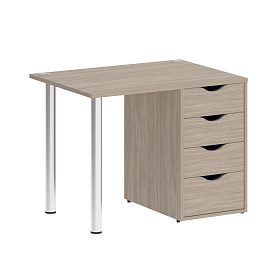 Стол письменный с тумбой 4 ящика (опоры хром) 980х720х750 - ЭйБиСи-проджект Стол письменный с тумбой 4 ящика (опоры хром) 980х720х750