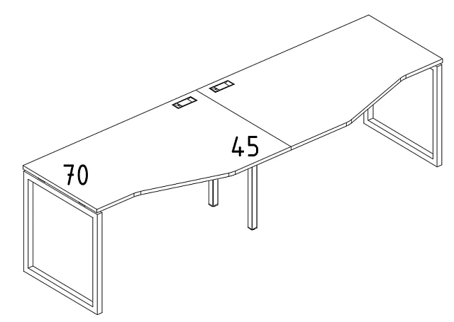 Рабочая станция со столами Техно на мет. каркасе QUATTRO 2400x900x750