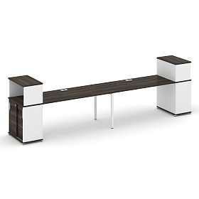 Рабочая станция с опорными шкафом купе с надставкой низкой 4000х720х1140 - ЭйБиСи-проджект Рабочая станция с опорными шкафом купе с надставкой низкой 4000х720х1140