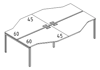 Рабочая станция со столами Техно на мет. каркасе DUE 2800x1840x750 - ЭйБиСи-проджект Рабочая станция со столами Техно на мет. каркасе DUE 2800x1840x750