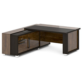 Стол с греденцией (с блоком розеток) левый 1835х2016х750 (1600х1000 - столешница)