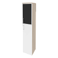 Шкаф высокий узкий правый (1 средний фасад ЛДСП + 1 низкий фасад стекло лакобель в раме) 400x420x1977