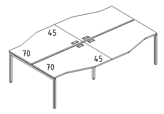 Рабочая станция со столами Техно на мет. каркасе DUE 2800x1840x750 - ЭйБиСи-проджект Рабочая станция со столами Техно на мет. каркасе DUE 2800x1840x750