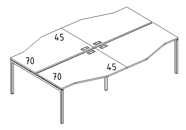 Рабочая станция со столами Техно на мет. каркасе DUE 2800x1840x750