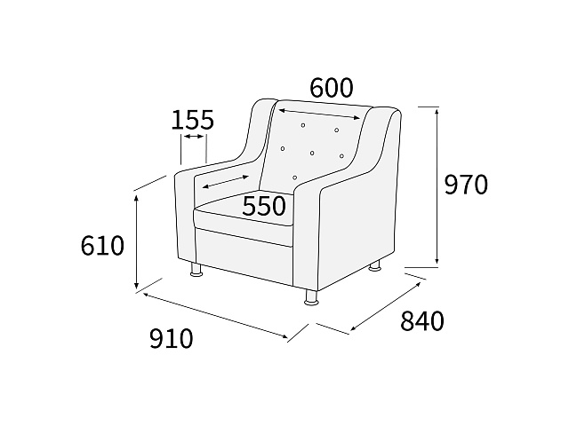 МирЭль Люкс Кресло 910х840х970