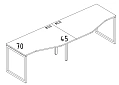 Рабочая станция со столами Техно на мет. каркасе QUATTRO 2800x900x750