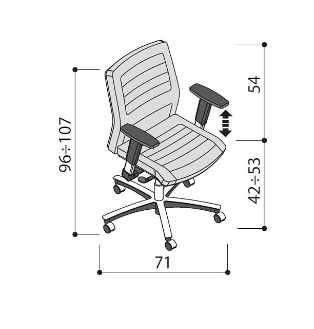 Кресло для сотрудников LAS NEOCHAIR с регулируемыми подлокотниками типа BF1