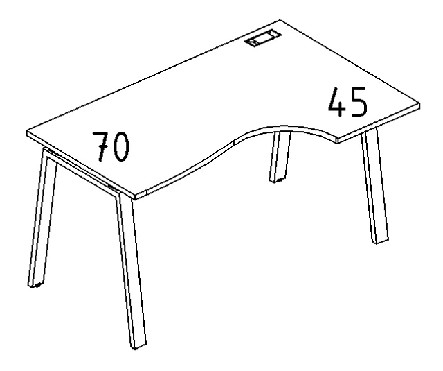 Стол эргономичный правый Классика на мет. каркасе TRE 1400x900x750