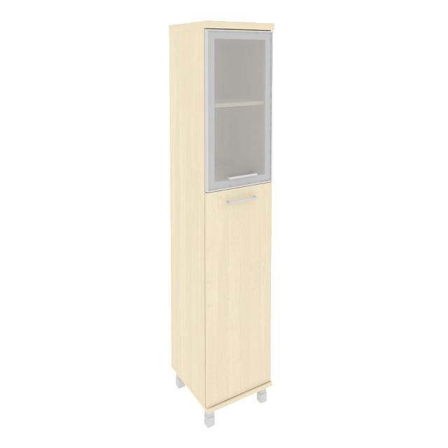 Шкаф высокий узкий левый закрытый со стеклом в раме 401x432x2060