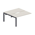 Составной стол bench на 2 рабочих места (2 эргономичных выреза) – приставной элемент, PE2TPV127, 1200х1450х720