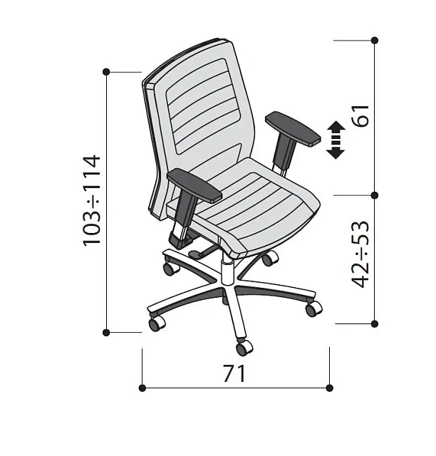 Кресло для персонала LAS NEOCHAIR с регулируемыми подлокотниками типа BF1