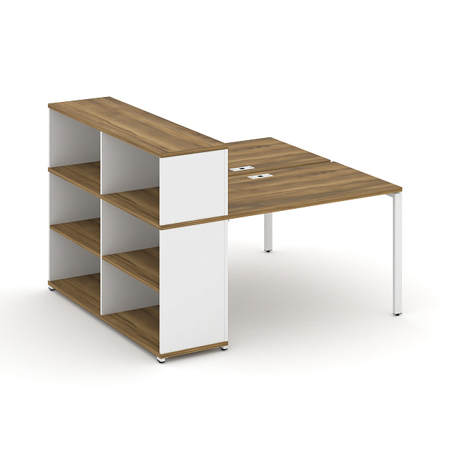 Рабочая станция с опорным стеллажом с надставкой низкой 1600х1480х1140