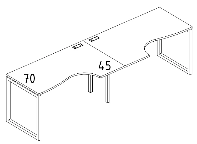 Рабочая станция со столами Классика на мет. каркасе QUATTRO 2400x900x750