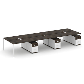 Рабочая станция на 6 мест с тремя двухсторонними опорными тумбами тип №1 4740х1480х750