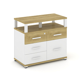 Тумба приставная широкая 4 ящика + 1 распашной фасад с надставкой широкой 836х420х750