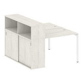 Рабочая станция на П-образном м/к с опорным шкафом-купе 1410*1475*1098