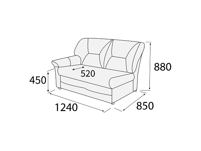 Диван 2-х местный 1420х850х880