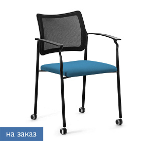 Кресло PINKO_MESH_BLACK на колёсах с подлокотниками 440/590x450/480x790
