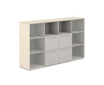 Шкаф средний с прозр. стеклом, фасады грей стоун 2024х450х1200