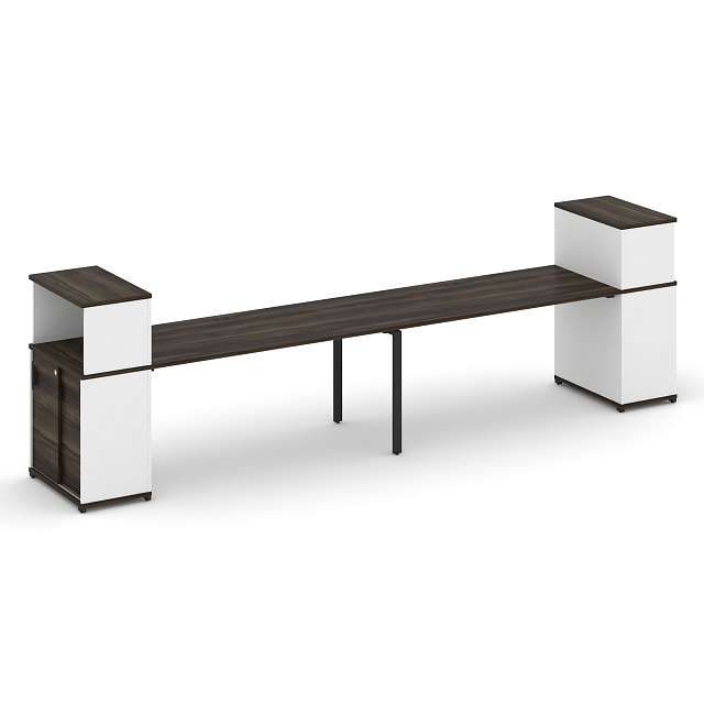 Рабочая станция с опорными шкафом купе с надставкой низкой 4000х720х1140