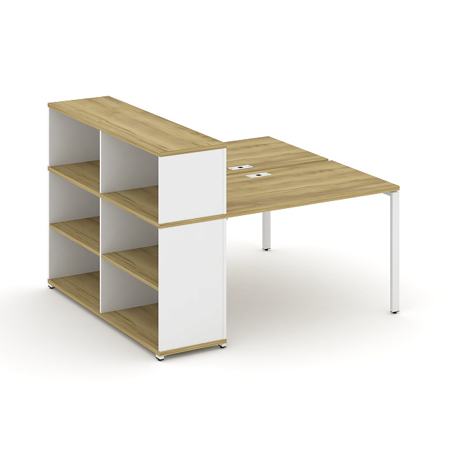 Рабочая станция с опорным стеллажом с надставкой низкой 1600х1480х1140