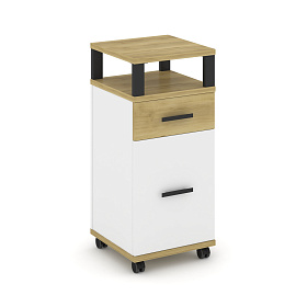 Тумба мобильная 1 ящик + 1 распашной фасад с надставкой 420х420х949