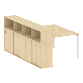 Рабочая станция на П-образном м/к с опорным шкафом-купе 1610*2332*1098