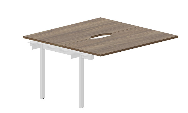 Составной стол bench на 2 рабочих места (2 эргономичных выреза) – приставной элемент, 1380х1366х750