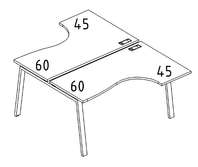 Рабочая станция со столами Классика на мет. каркасе TRE 1200x1840x750