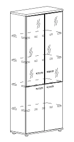Шкаф для документов со стеклянными дверьми в алюминиевой рамке 780x364x1930