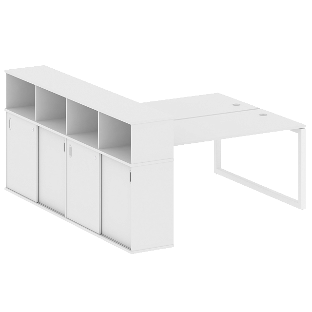 Рабочая станция на О-образном м/к с опорным шкафом-купе