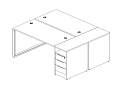 Рабочая станция на О-образном м/к с опорной тумбой 2212*1475*750