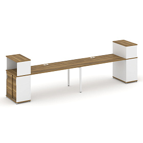 Рабочая станция с опорными шкафом купе с надставкой низкой 4000х720х1140 - ЭйБиСи-проджект Рабочая станция с опорными шкафом купе с надставкой низкой 4000х720х1140